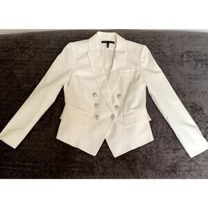 White House Black Market Women's Ivory/Cream Brocade Short Blazer/Jacket Size 6